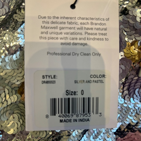 Brandon Maxwell Esme Sequin Strapless Dress with Floral Accents - Picture 7 of 8